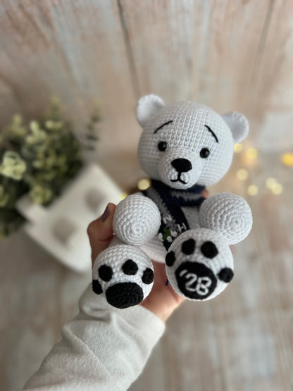 Personalized Crochet Teddy Bear, Custom Crochet Teddy Bear, Baby Shower Gift, First Birthday Gift
