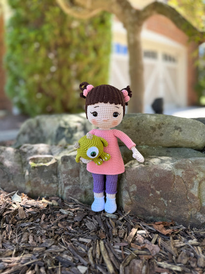 Mini Monster Friends – Boo & Mike Crochet Set,  	Sweet Boo & Her Monster Buddy – Handcrafted Plushies, Unique Gift Idea