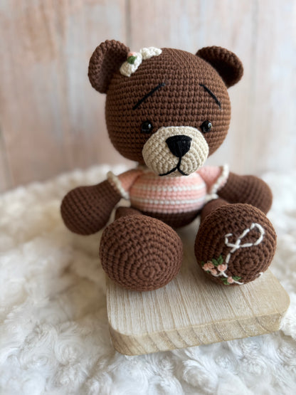 Personalized Crochet Teddy Bear, Custom Crochet Teddy Bear, Baby Shower Gift, First Birthday Gift