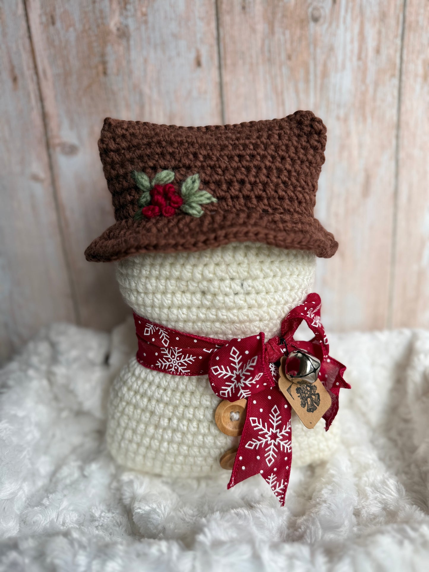 Cozy Crochet Snowman With Hat, Handmade Winter Snowman Decor Crochet Edition, Rustic Crochet Snowman With Scarf, Holiday Crochet Snowman Collectible Winter Decor, Festive Crochet Snowman Unique Handmade Decor