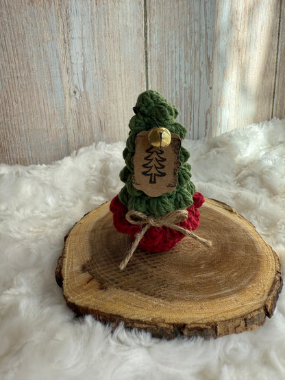 Handmade Crochet Christmas Tree Decor, Mini Crochet Christmas Tree Ornament Rustic Holiday Decor, Crocheted Holiday Tree Perfect for Shelves or Tabletop Display, Rustic Crochet Christmas Tree with Bell Accent, Miniature Crochet Christmas Tree