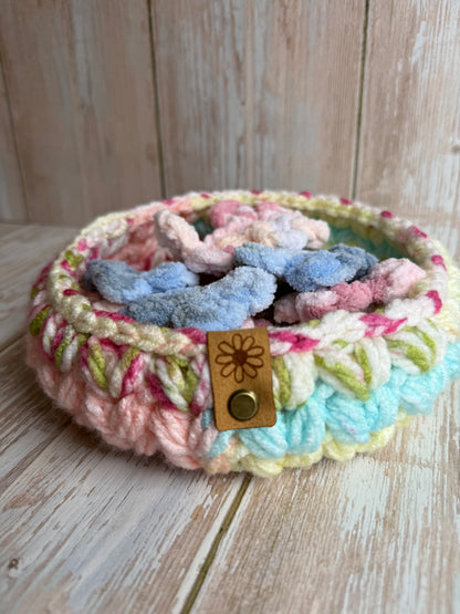 Pastel Chunky Crochet Baskets, Colorful Handmade Crochet Baskets – Cozy Home Decor, Soft & Sturdy Crochet Nesting Baskets – Pastel Edition, Handmade Chunky Crochet Baskets – Available in Three Sizes