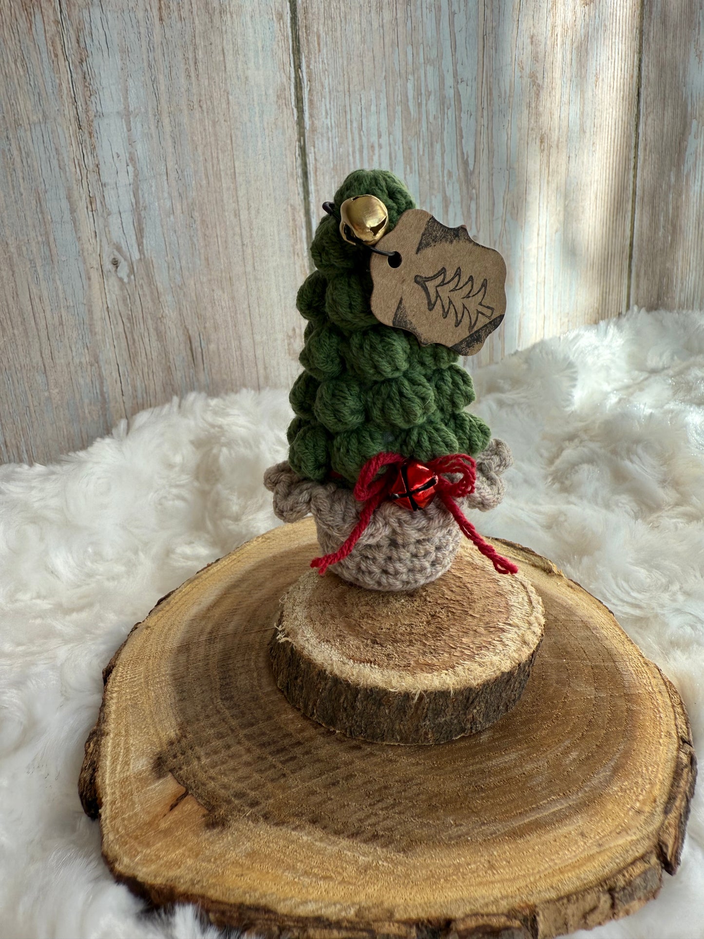 Handmade Crochet Christmas Tree Decor, Mini Crochet Christmas Tree Ornament Rustic Holiday Decor, Crocheted Holiday Tree Perfect for Shelves or Tabletop Display, Rustic Crochet Christmas Tree with Bell Accent, Miniature Crochet Christmas Tree
