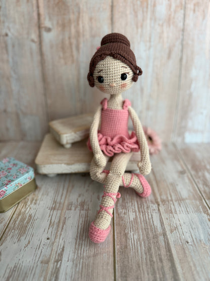 A Unique Birthday Gift for Little Dancers, Amigurumi Ballerina Girl, Handmade Crochet Ballerina Doll, Little Ballerina – Crochet Doll, Graceful Ballerina Plushie, Pink Ballet Girl Doll